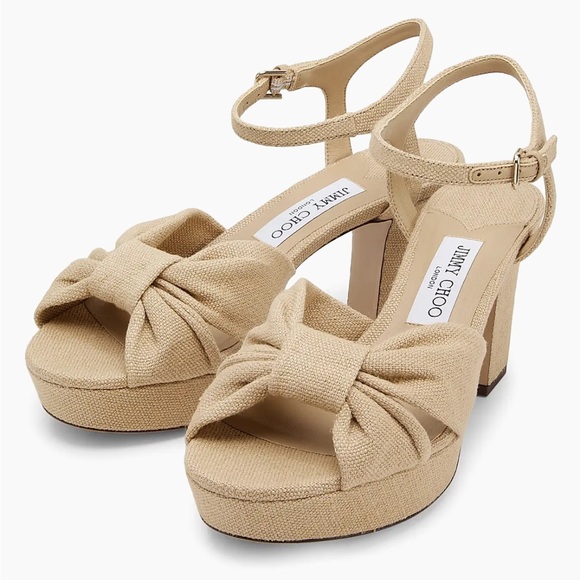 NEW NWOB Jimmy Choo Heloise 80 Platform Sandals In Ballet Pink Tan - Picture 2 of 10